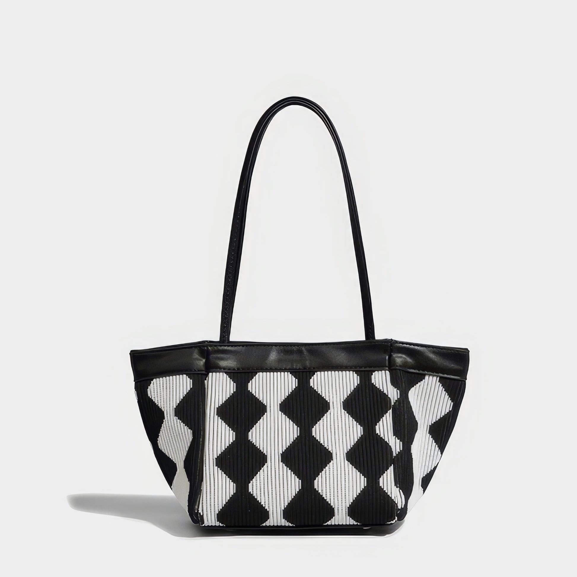Wavy Checkered Knit Shoulder Bag