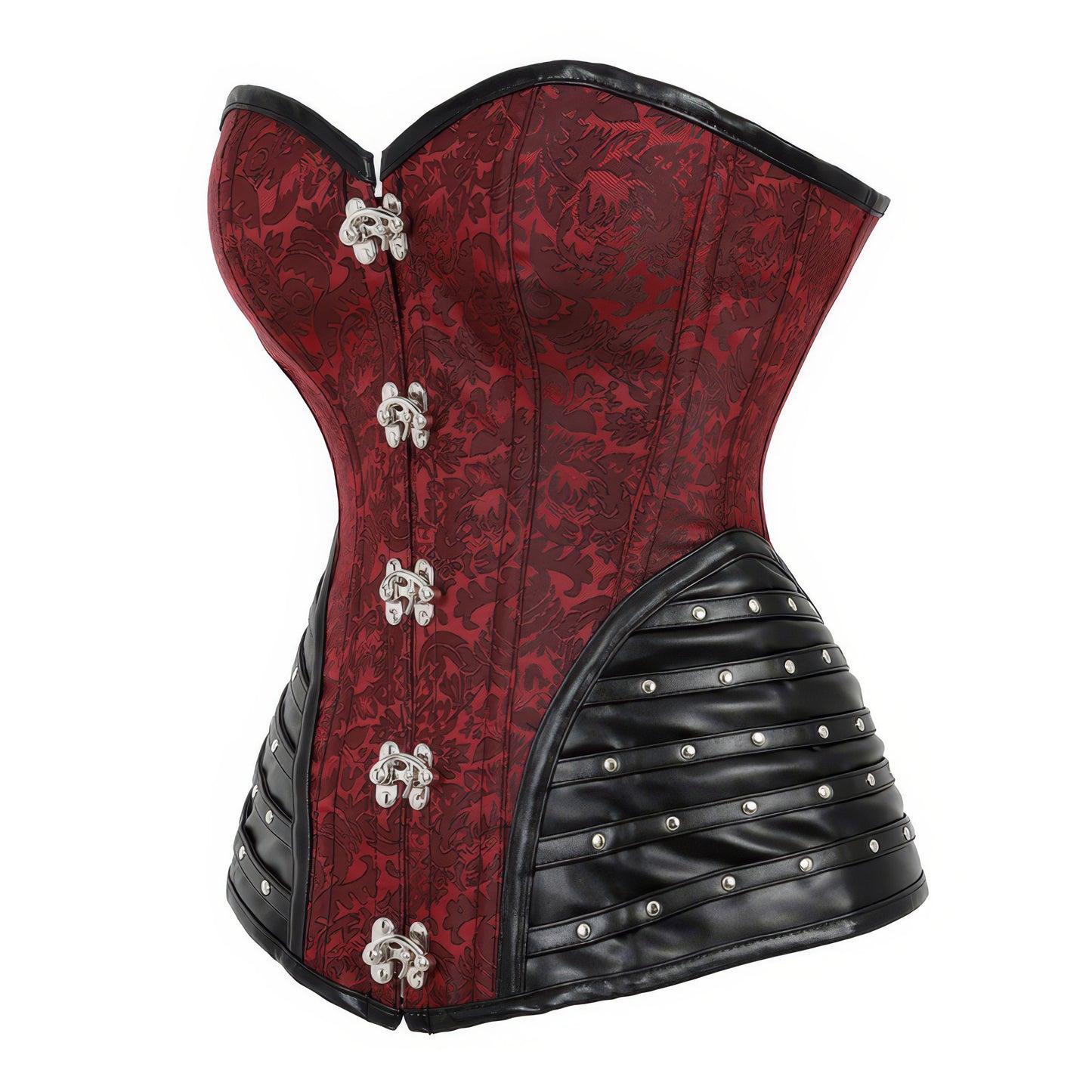 Studded Brocade Leather Trim Corset