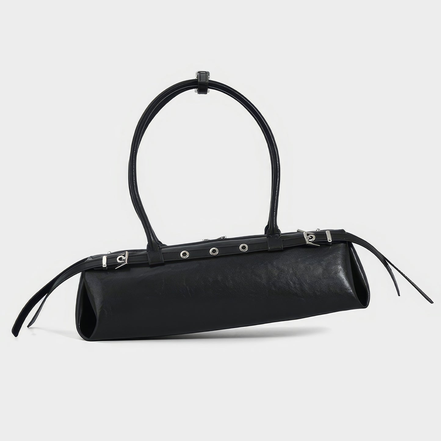 Buckle Strap Long Barrel Shoulder Bag