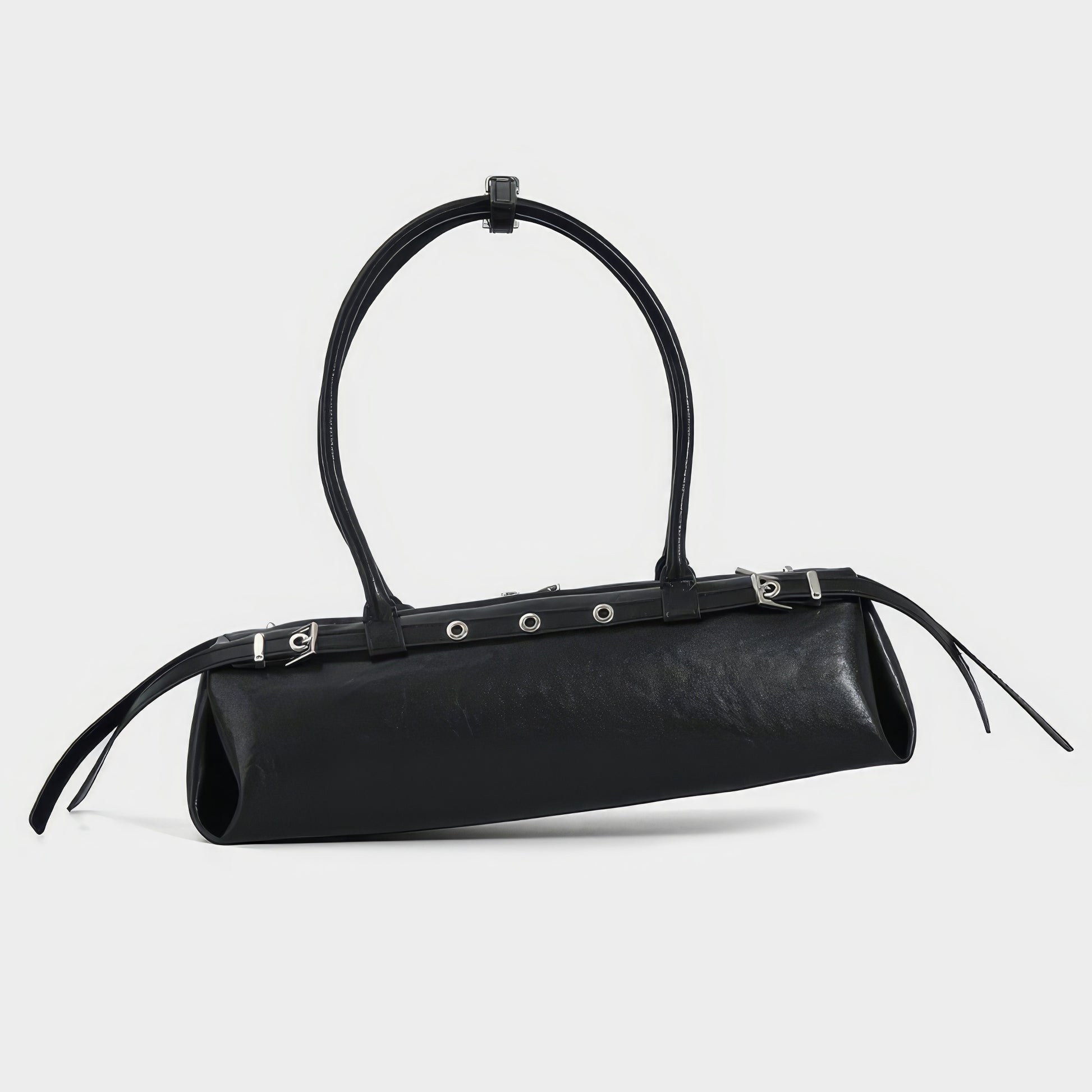 Buckle Strap Long Barrel Shoulder Bag