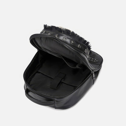 Grunge Painted Skull Faux Leather Backpack