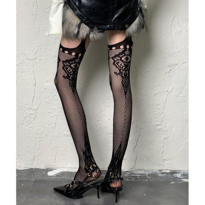 Ornate Cutout Lace Mesh Tights