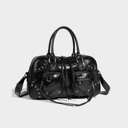 Studded Patent Utility Handbag