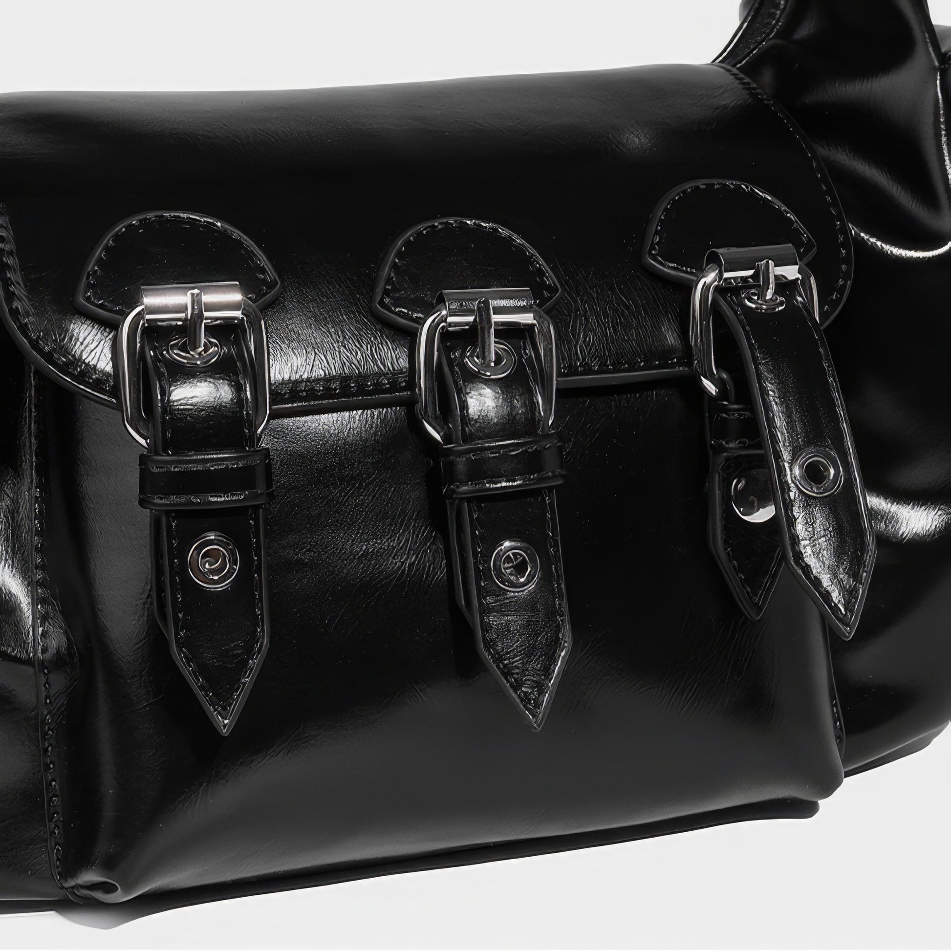 Triple Buckle Flap Barrel Bag