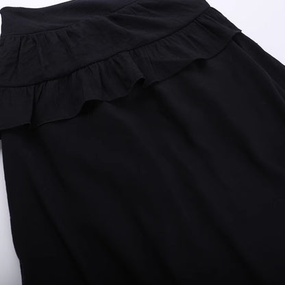 Black High-Low Ruffle Skirt