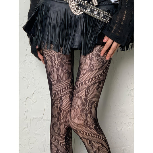 Floral Mesh Pattern Tights