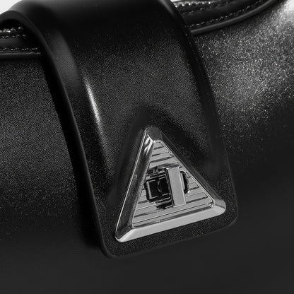 Smooth Black Crescent Shoulder Bag