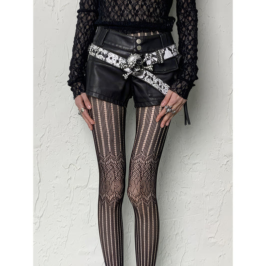 Ornate Lace Stripe Pattern Tights