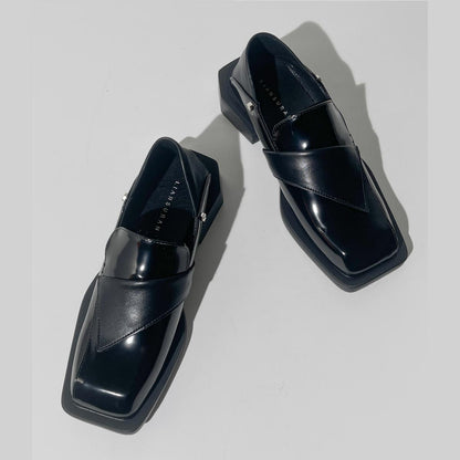 Geometric Square-Toe Loafers