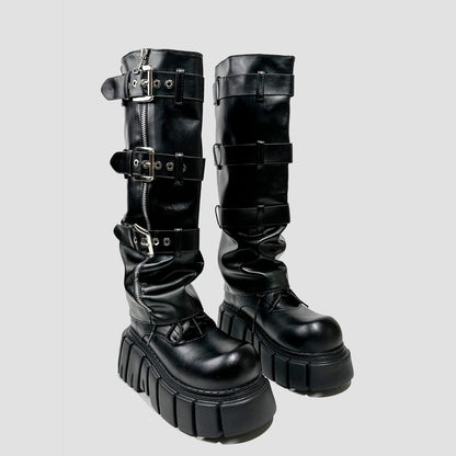 Convertible Buckle Platform Boots