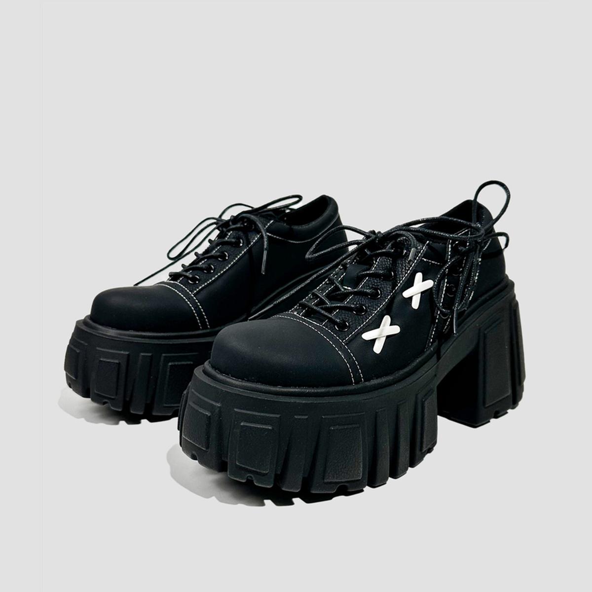Black Stitch Detail Platform Shoes