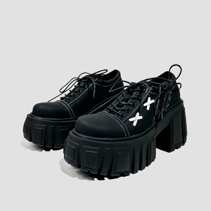 Black Stitch Detail Platform Shoes