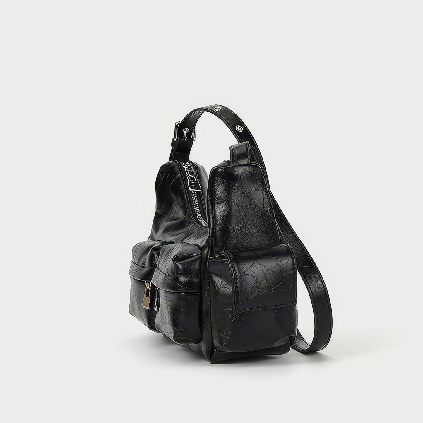 Multi Pocket Textured Shoulder Bag