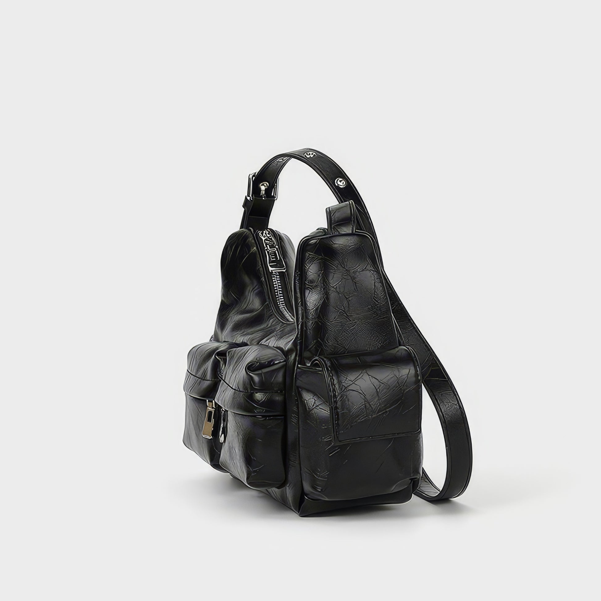 Multi Pocket Textured Shoulder Bag
