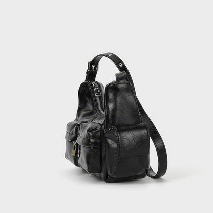 Multi Pocket Textured Shoulder Bag