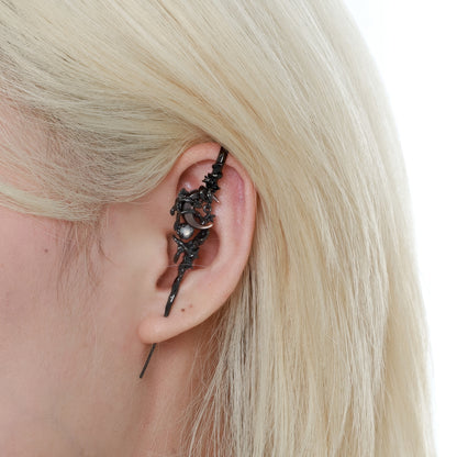 Black Crescent Vine Ear Cuff