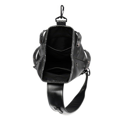 Snake Trim Buckle Detail Black Sling Bag