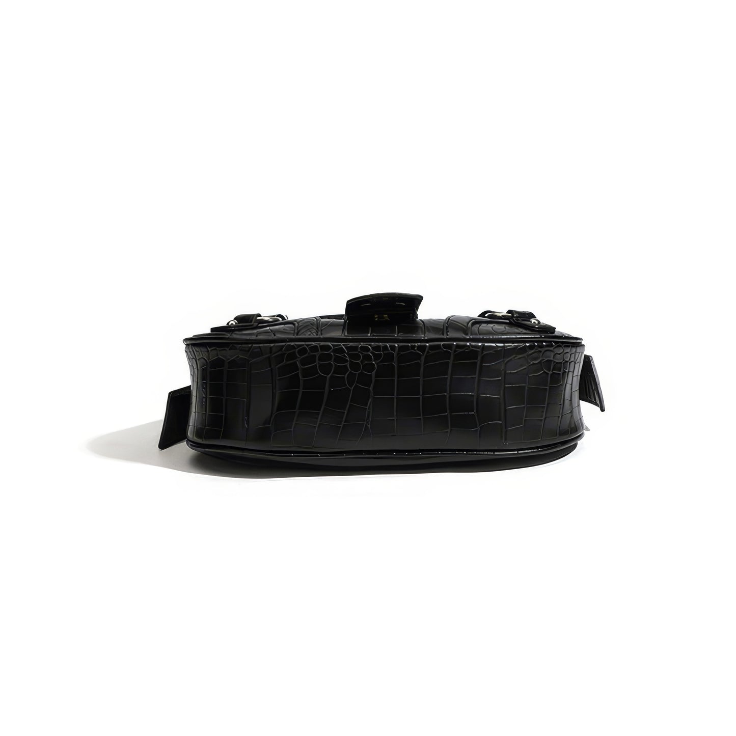 Croc-Effect Buckle Strap Shoulder Bag