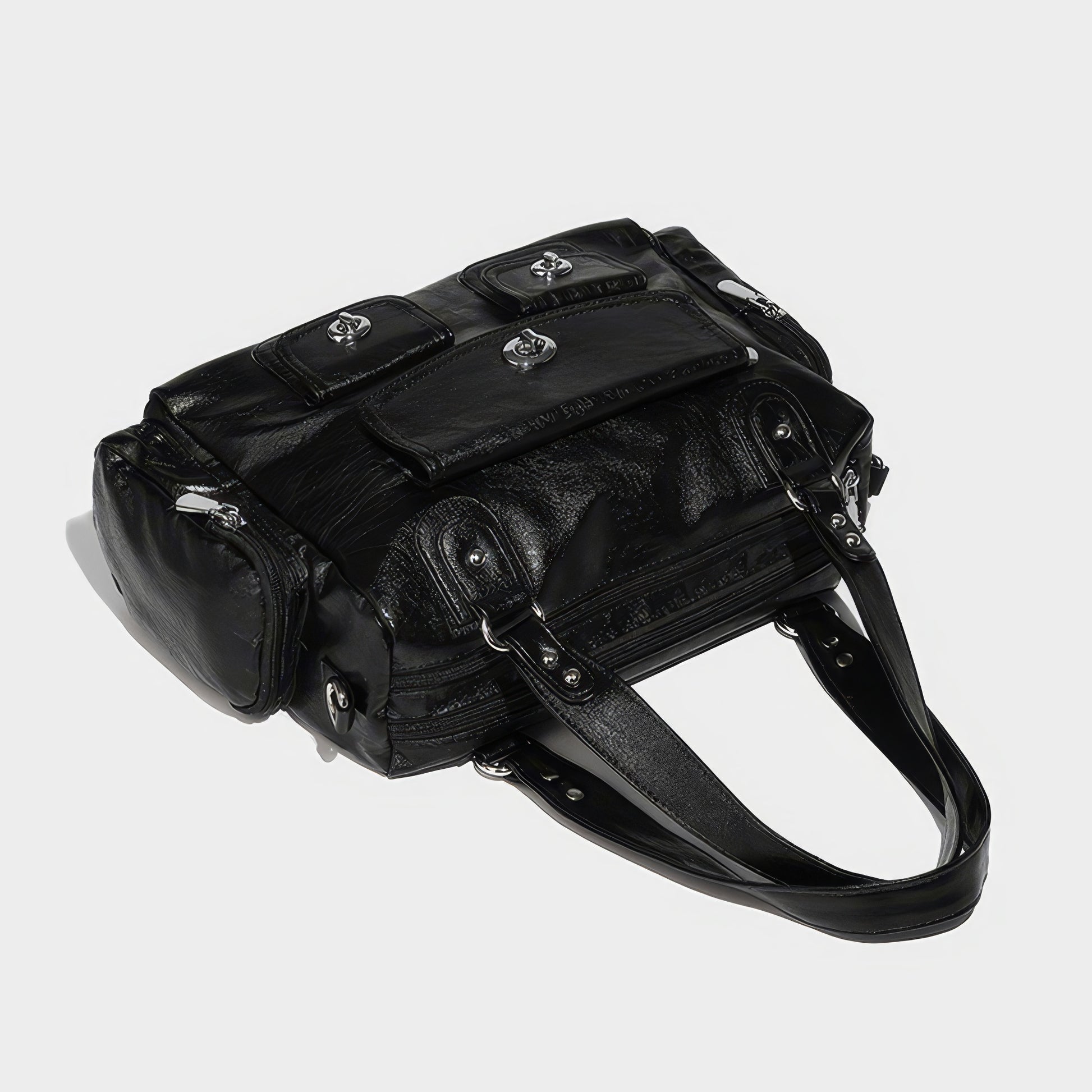 Glossy Pocket Flap Shoulder Bag