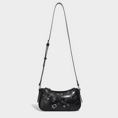Buckle Strap Glossy Baguette Bag