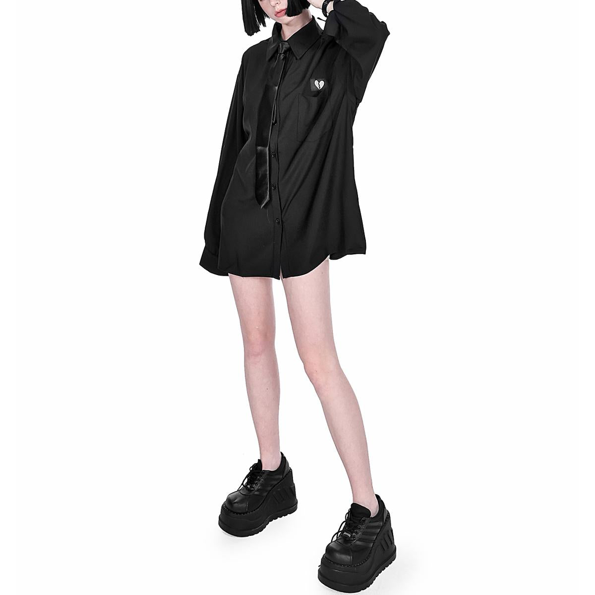 Broken Heart Embroidered Oversized Shirt