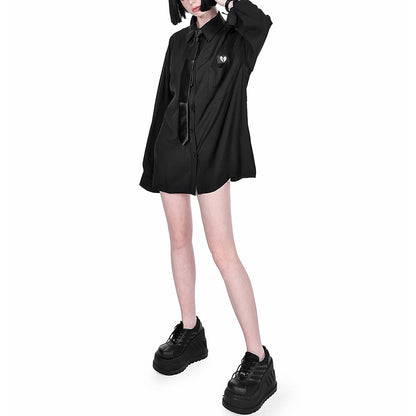 Broken Heart Embroidered Oversized Shirt