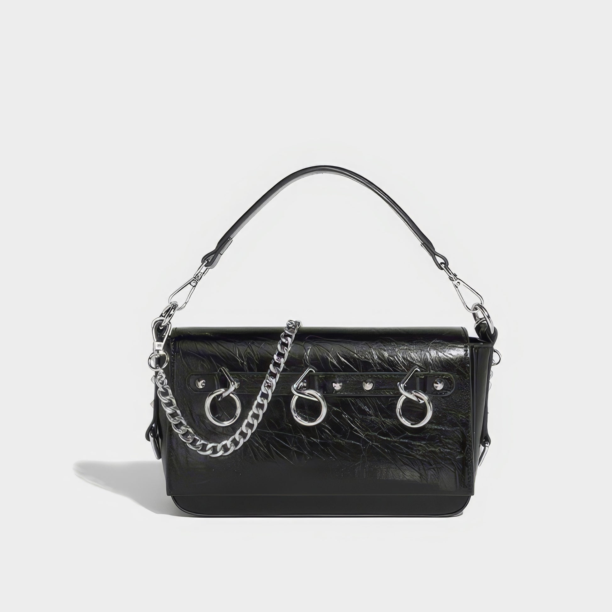Ring Hardware Chain Handle Shoulder Bag
