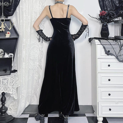Velvet Strappy Maxi Dress