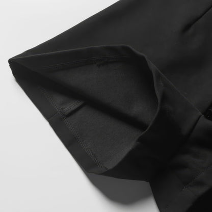 Gold Button V-Waist Black Shorts