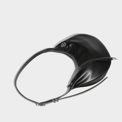 Curved Faux Leather Crescent Shoulder Bag