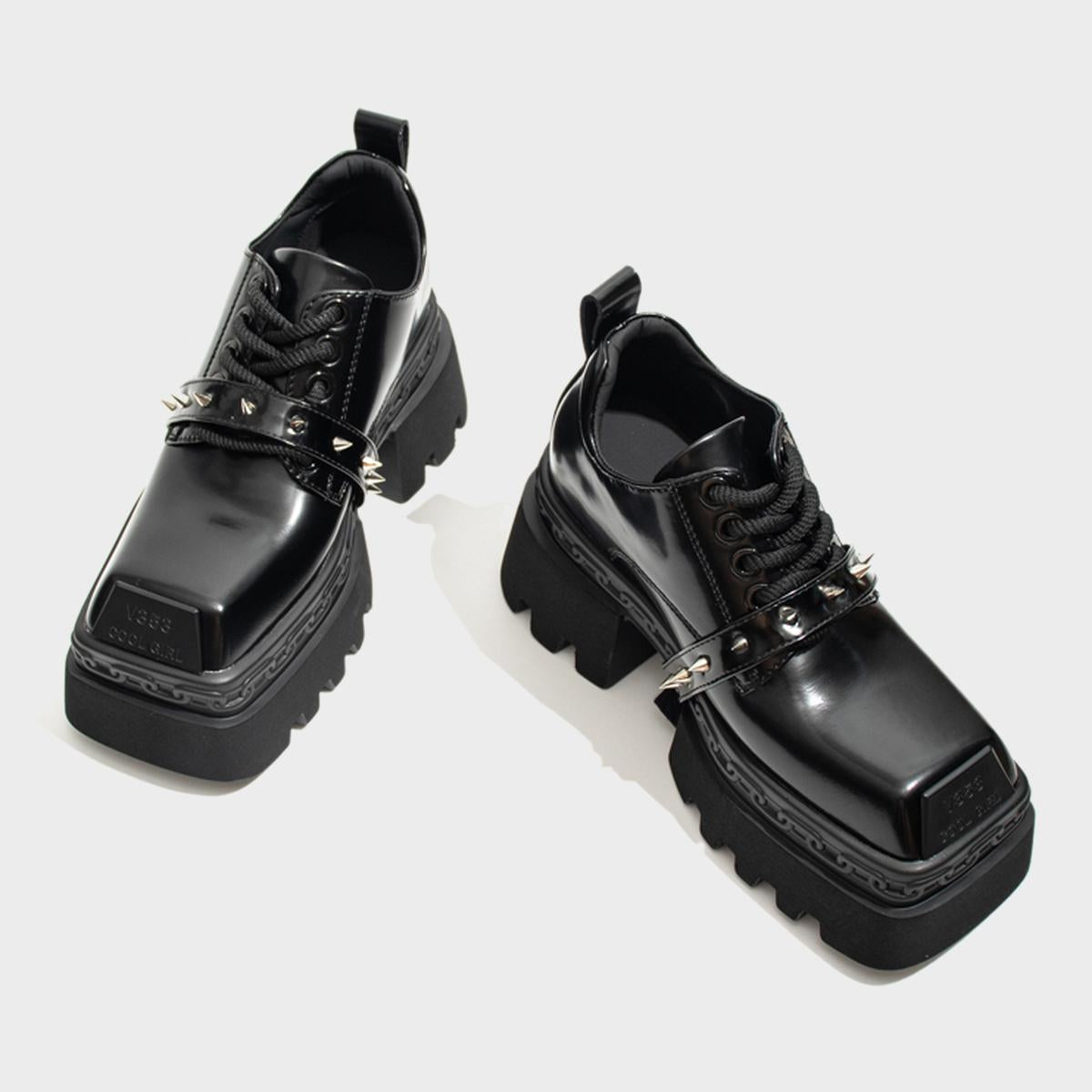 Chunky Square-Toe Platform Shoes