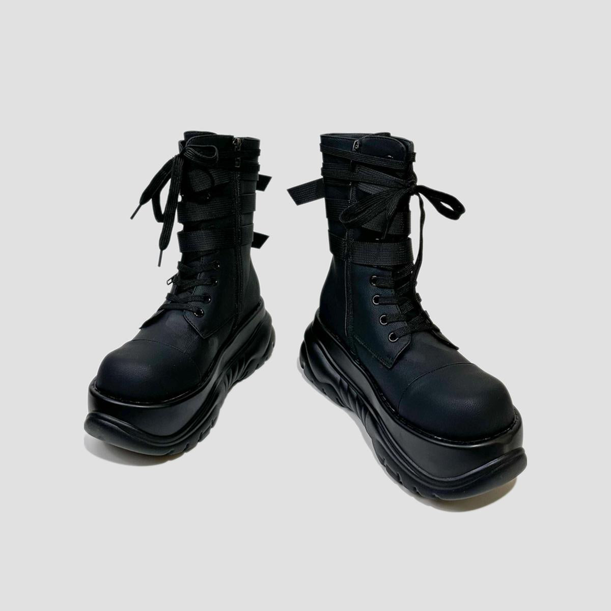Strapped Platform Combat Boots
