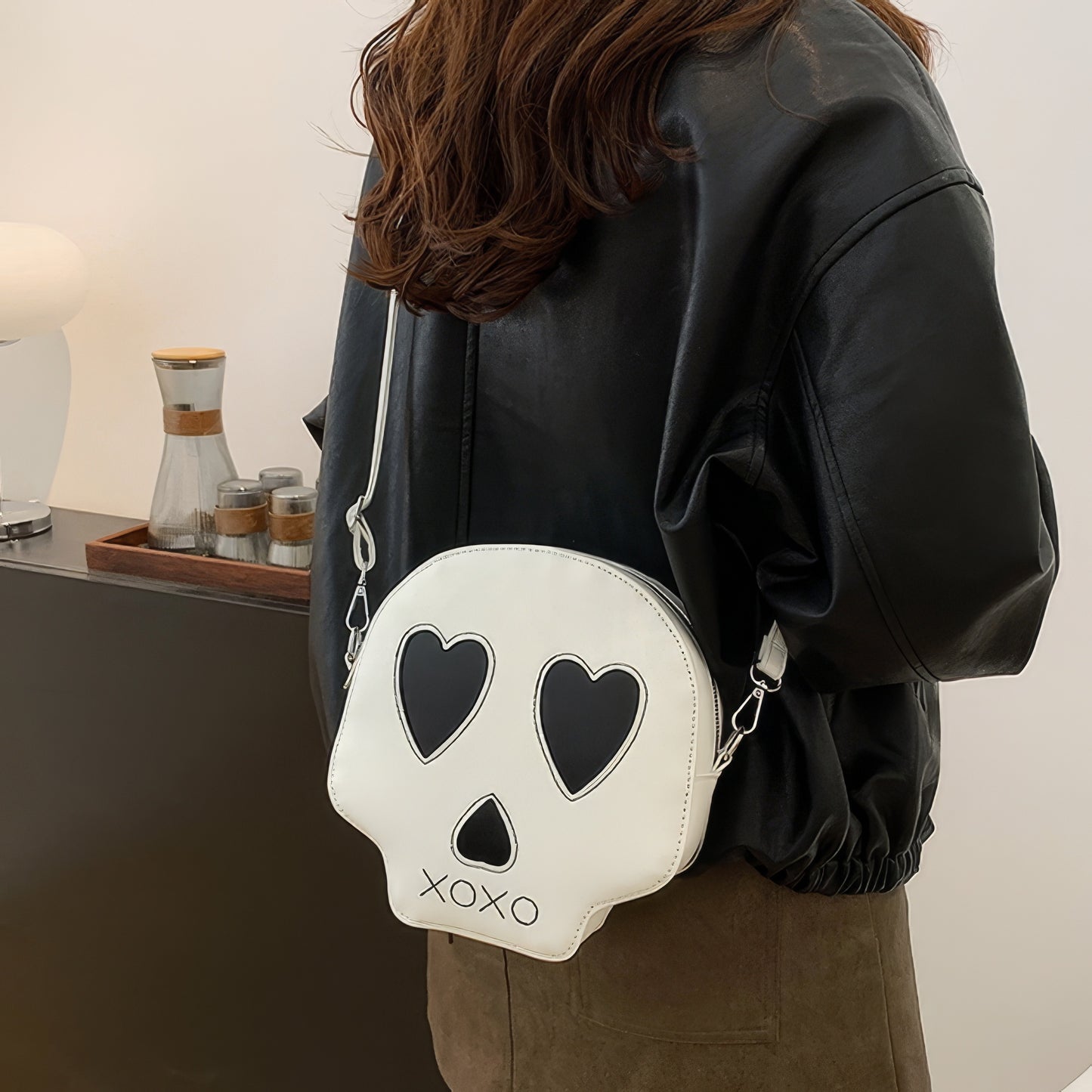 Heart Eyes Skull Mini Crossbody Bag