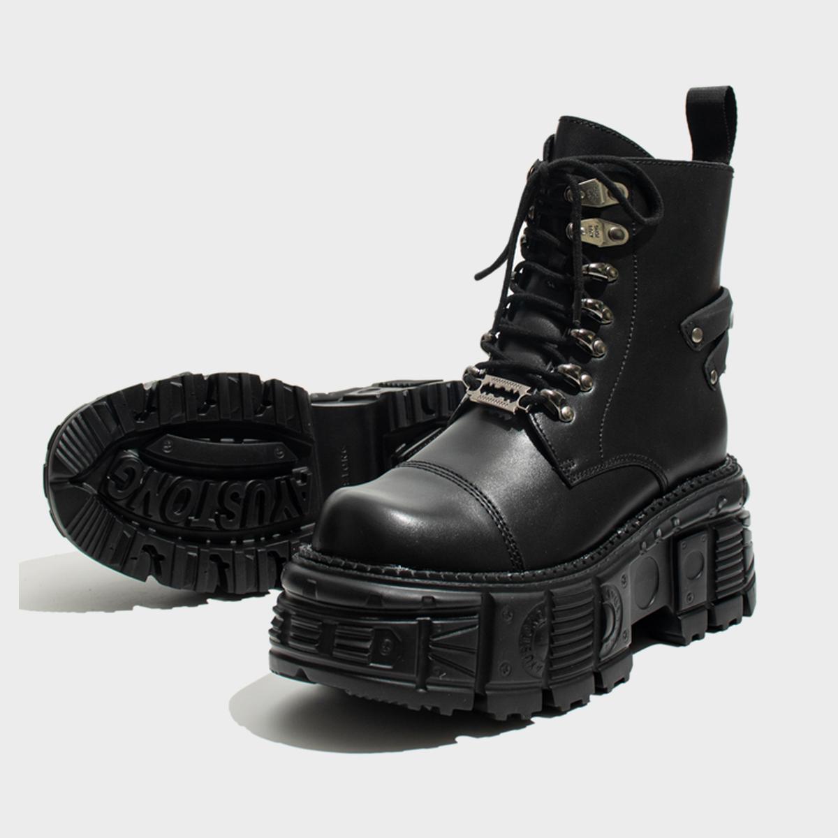 Black Industrial Hardware Platform Boots