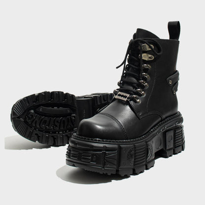 Black Industrial Hardware Platform Boots