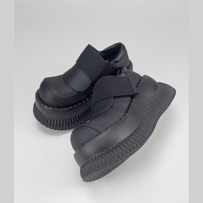 Black Chunky Platform Velcro Shoes