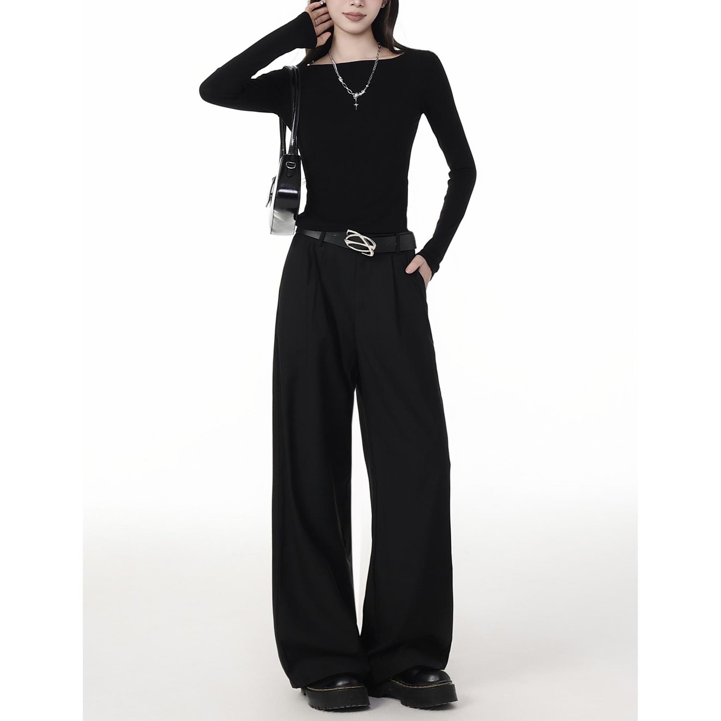 Asymmetrical Off Shoulder Black Top