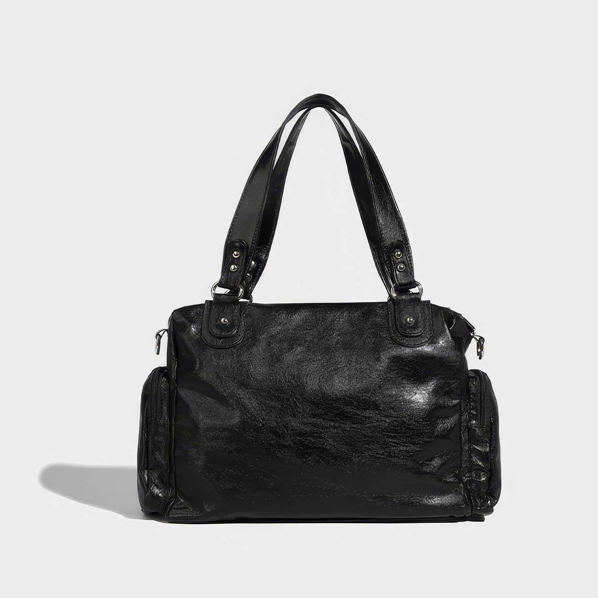 Glossy Pocket Flap Shoulder Bag