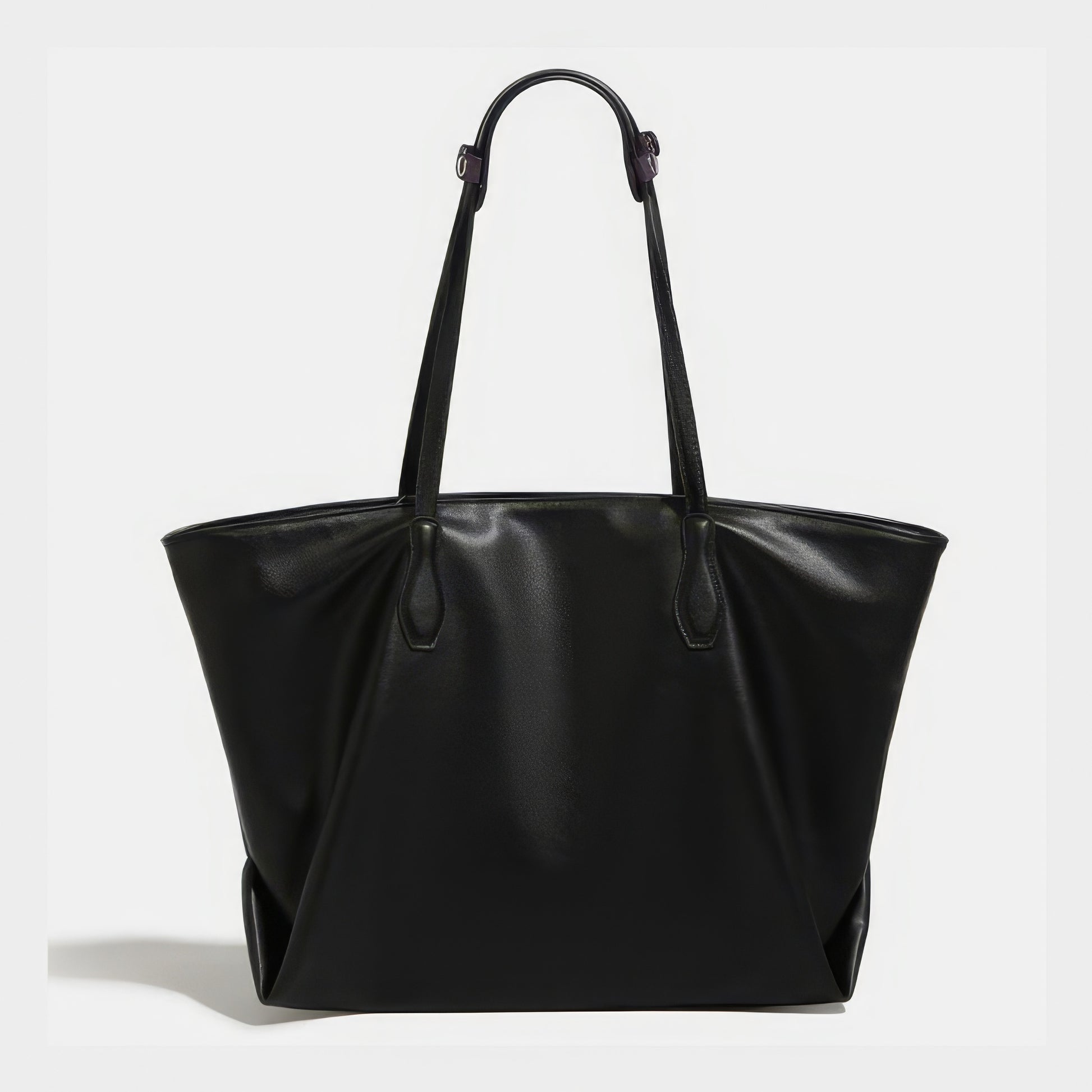 Dual Strap Detail Soft Leather Tote Bag