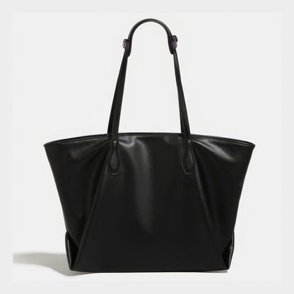 Dual Strap Detail Soft Leather Tote Bag