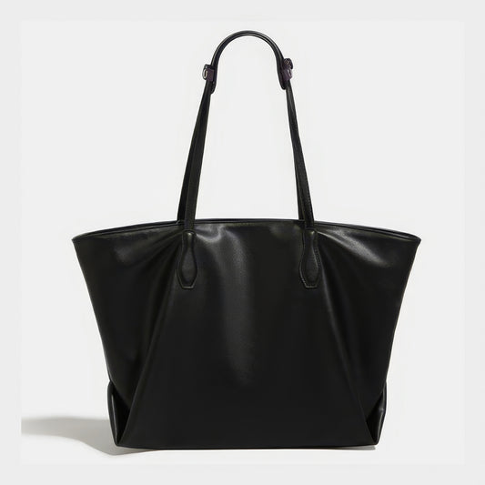 Dual Strap Detail Soft Leather Tote Bag