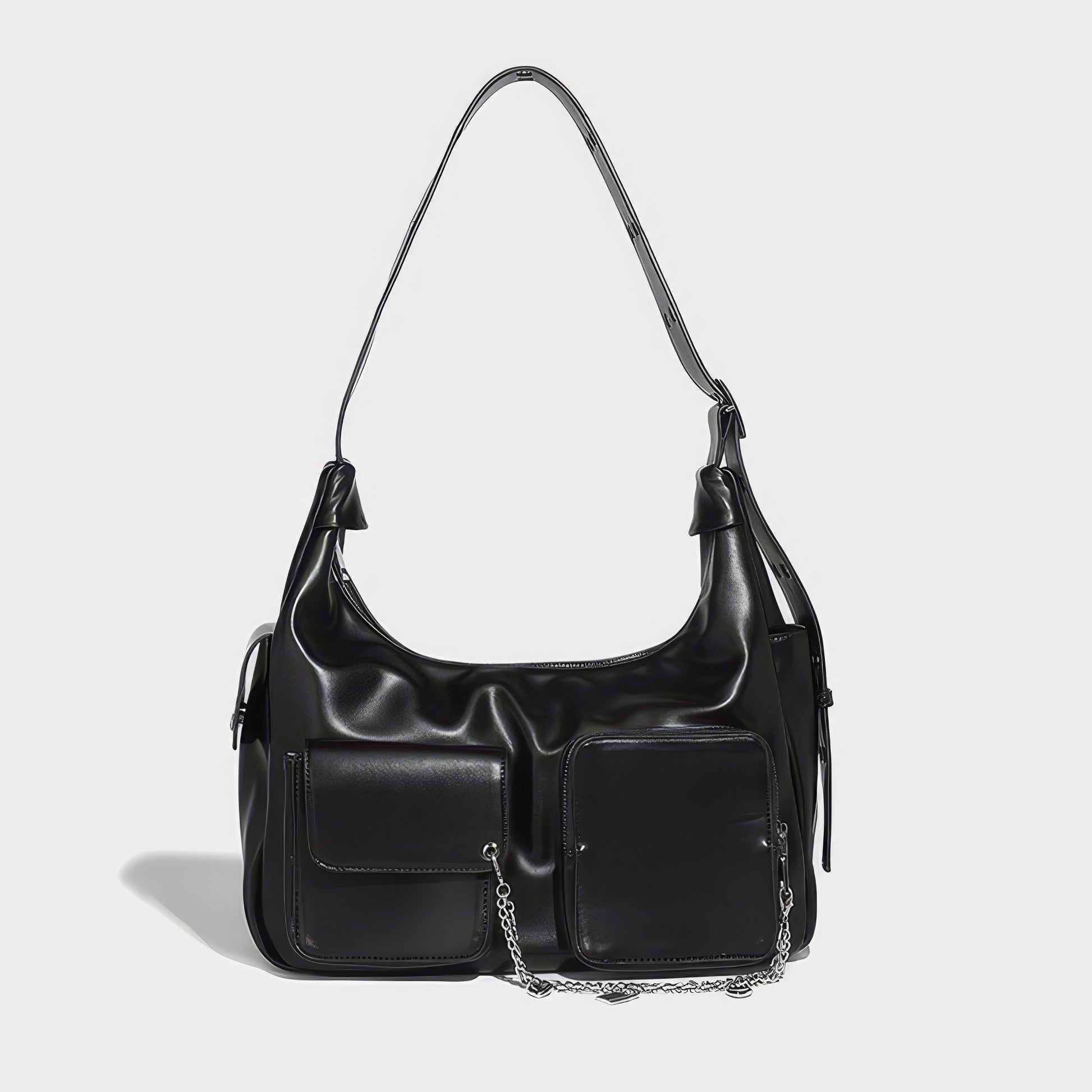 Convertible Pocket Chain Detail Shoulder Bag