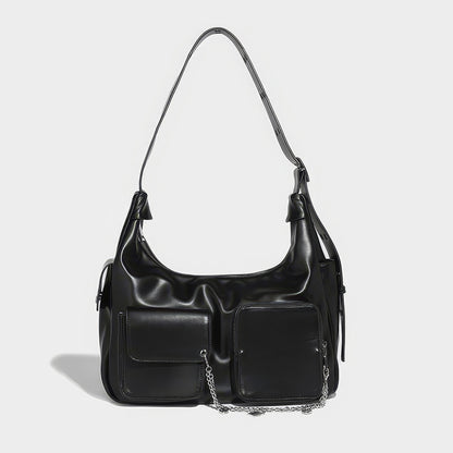 Convertible Pocket Chain Detail Shoulder Bag