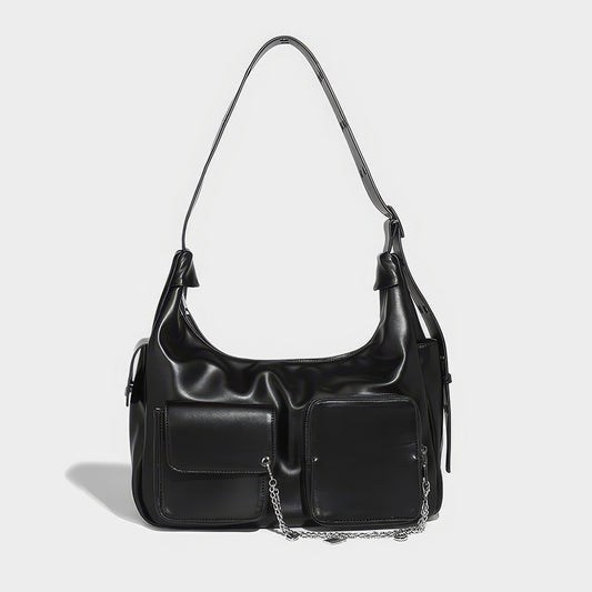 Convertible Pocket Chain Detail Shoulder Bag