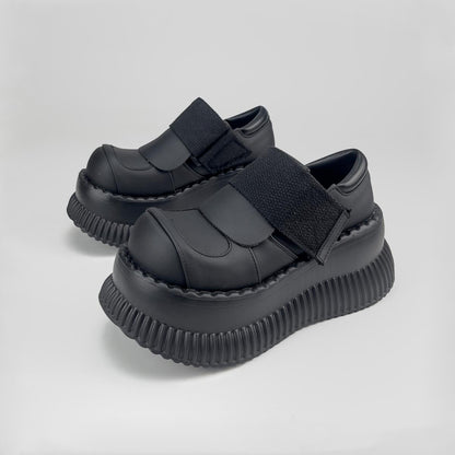 Black Chunky Platform Velcro Shoes