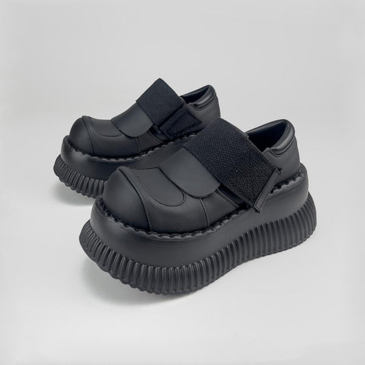 Black Chunky Platform Velcro Shoes