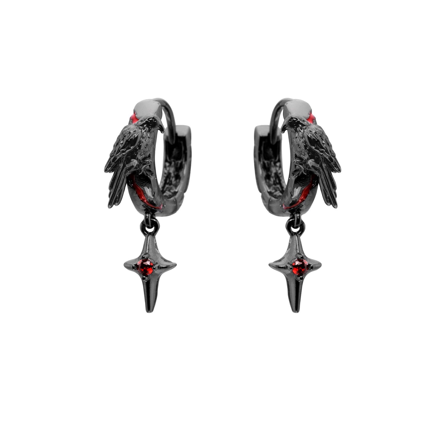 Black Raven Hoop Earrings