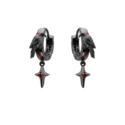 Black Raven Hoop Earrings