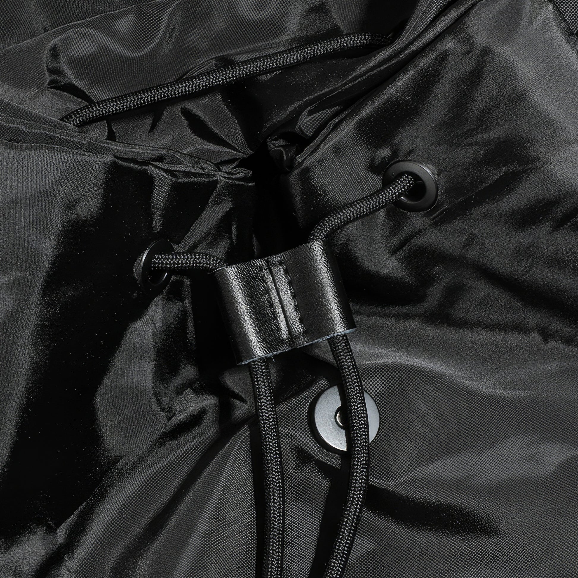 Matte Nylon Drawstring Flap Backpack