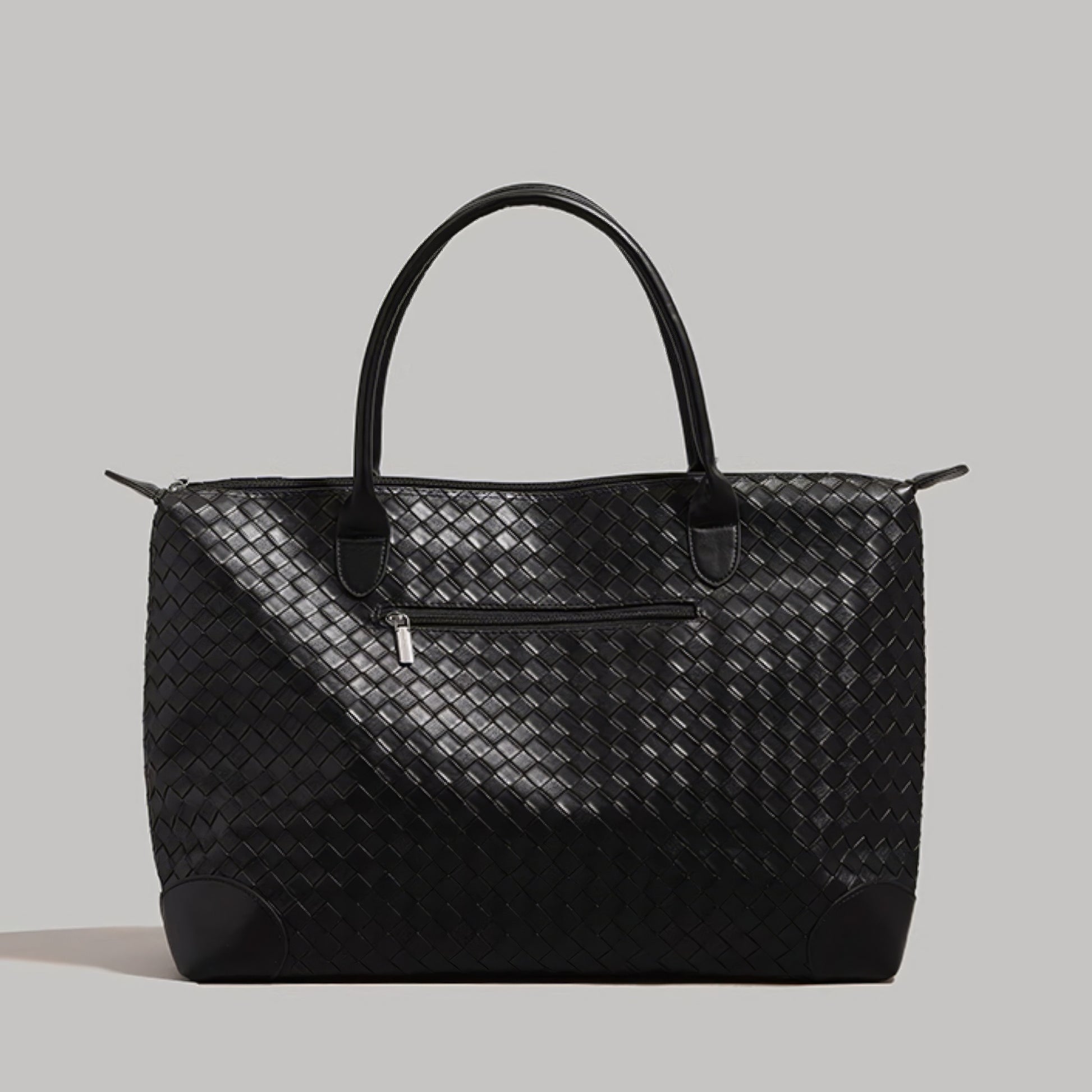 Woven Faux Leather Oversized Tote Bag